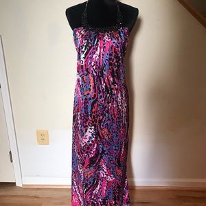 Colorful cheetah print maxi dress